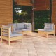 Sonata Set mobilier grădină cu perne gri, 4 piese, lemn masiv de pin