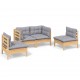 Sonata Set mobilier grădină cu perne gri, 4 piese, lemn masiv de pin