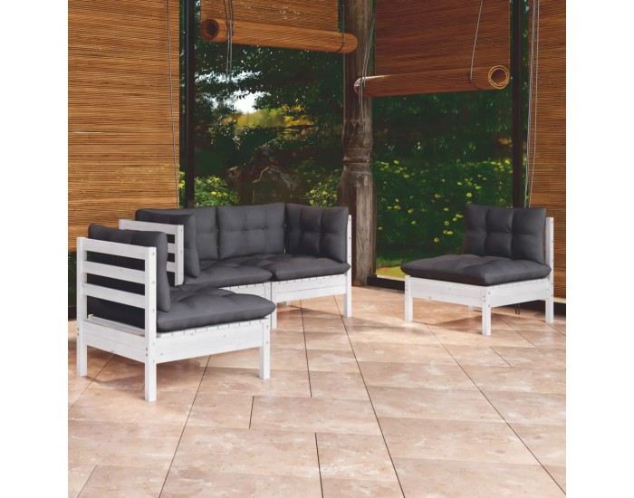 Sonata Set mobilier grădină cu perne, 4 piese, lemn de pin