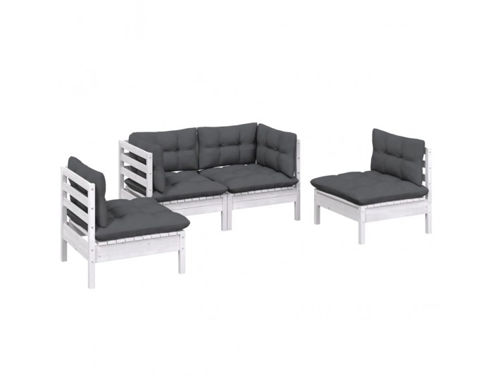 Sonata Set mobilier grădină cu perne, 4 piese, lemn de pin