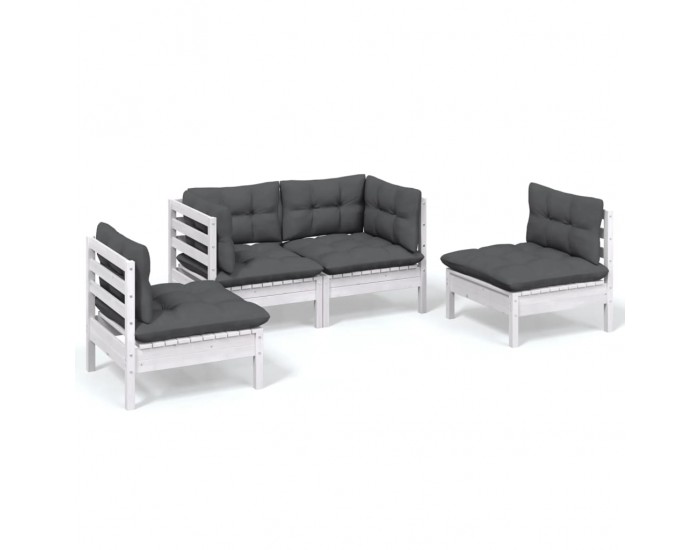 Sonata Set mobilier grădină cu perne, 4 piese, lemn de pin