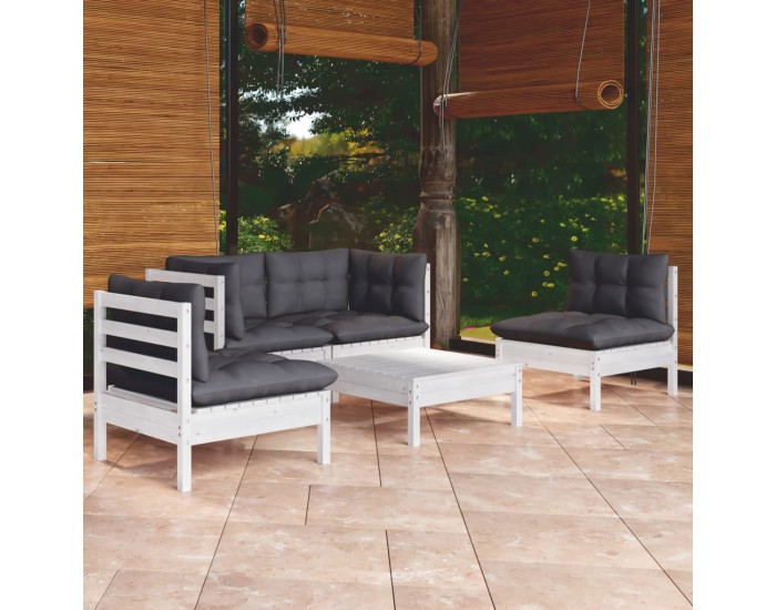 Sonata Set mobilier grădină cu perne, 5 piese, lemn masiv de pin