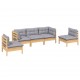 Sonata Set mobilier de grădină cu perne gri, 5 piese, lemn masiv pin