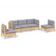 Sonata Set mobilier de grădină cu perne gri, 5 piese, lemn masiv pin