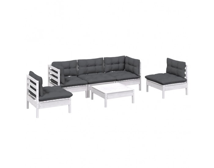 Sonata Set mobilier de grădină cu perne, 6 piese, lemn masiv de pin