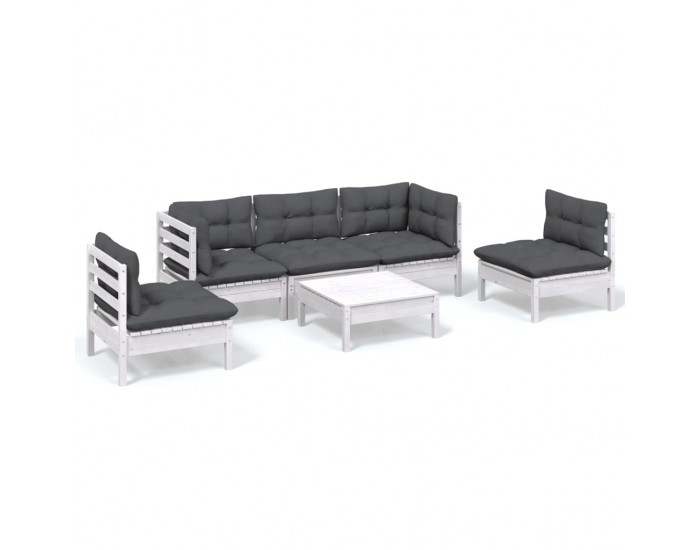 Sonata Set mobilier de grădină cu perne, 6 piese, lemn masiv de pin