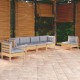 Sonata Set mobilier grădină cu perne gri, 6 piese, lemn de pin
