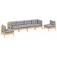 Sonata Set mobilier grădină cu perne gri, 6 piese, lemn de pin