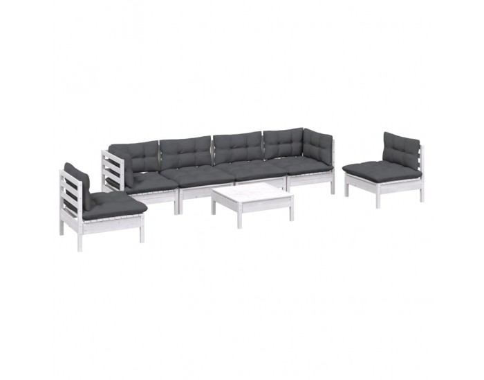 Sonata Set mobilier grădină cu perne, 7 piese, lemn masiv de pin