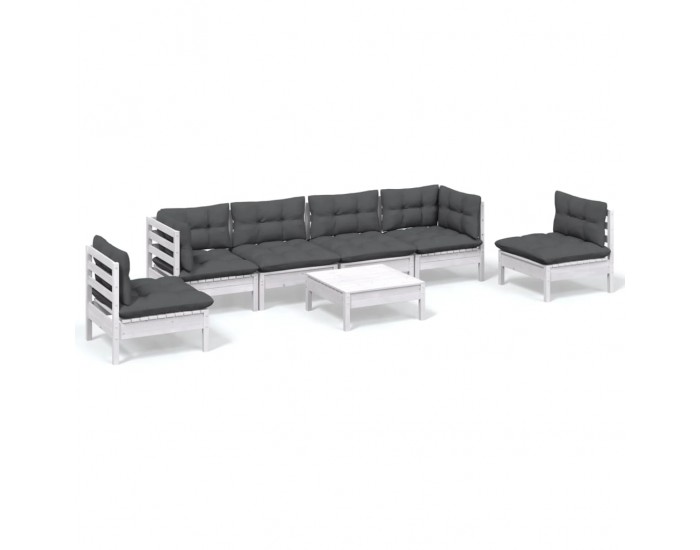 Sonata Set mobilier grădină cu perne, 7 piese, lemn masiv de pin