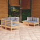 Sonata Set mobilier grădină cu perne gri, 6 piese, lemn de pin