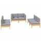 Sonata Set mobilier grădină cu perne gri, 6 piese, lemn de pin