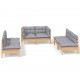 Sonata Set mobilier grădină cu perne gri, 6 piese, lemn de pin