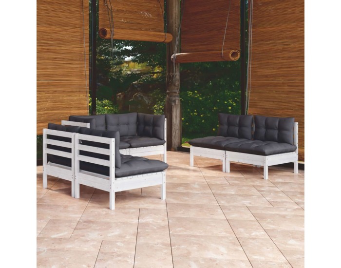 Sonata Set mobilier de grădină cu perne, 6 piese, lemn masiv de pin