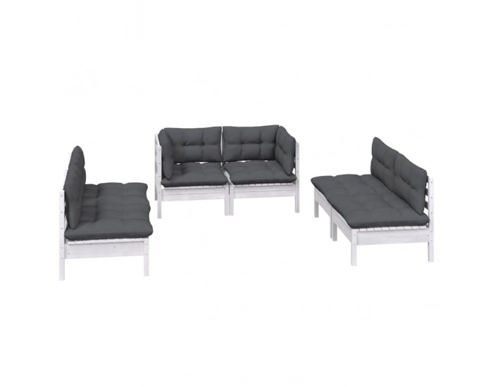 Sonata Set mobilier de grădină cu perne, 6 piese, lemn masiv de pin