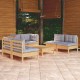 Sonata Set mobilier grădină cu perne gri, 7 piese, lemn masiv de pin