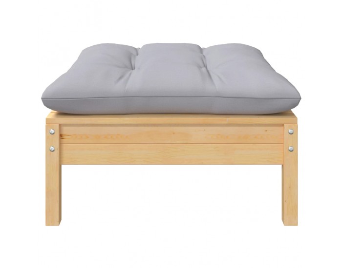 Sonata Set mobilier grădină cu perne gri, 7 piese, lemn masiv de pin