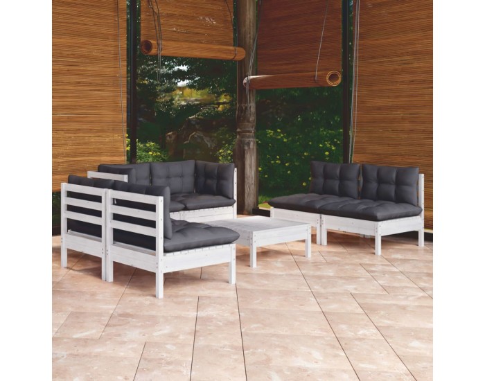 Sonata Set mobilier grădină cu perne, 7 piese, lemn masiv de pin