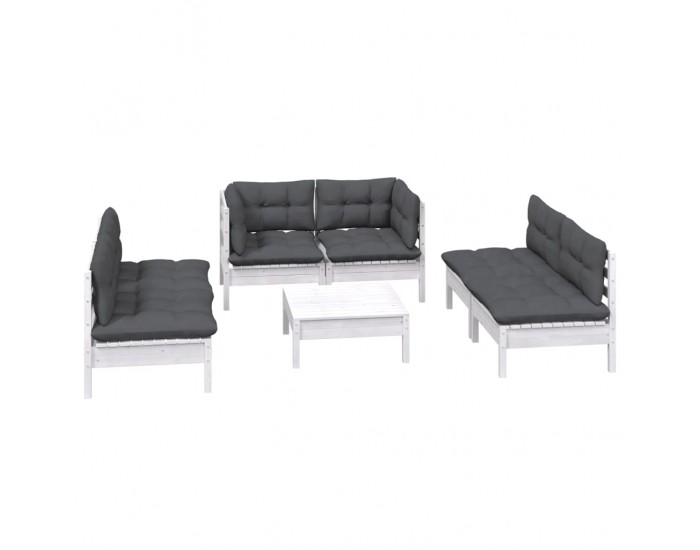 Sonata Set mobilier grădină cu perne, 7 piese, lemn masiv de pin