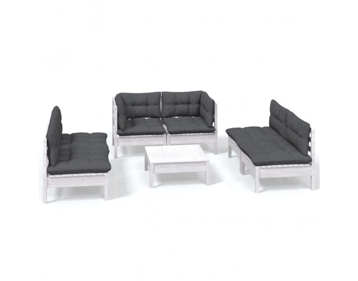 Sonata Set mobilier grădină cu perne, 7 piese, lemn masiv de pin