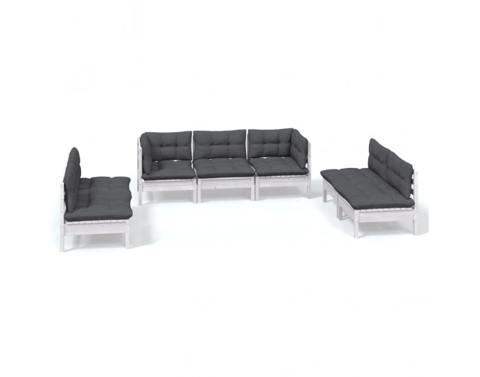 Sonata Set mobilier grădină cu perne, 7 piese, lemn masiv de pin