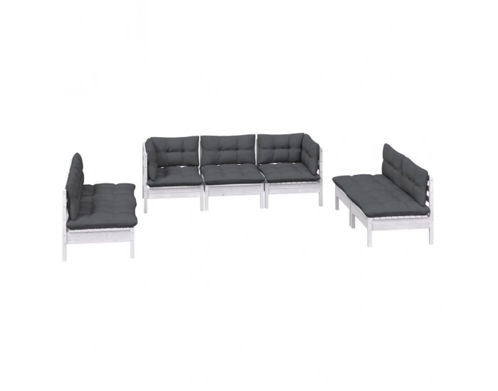 Sonata Set mobilier grădină cu perne, 7 piese, lemn masiv de pin