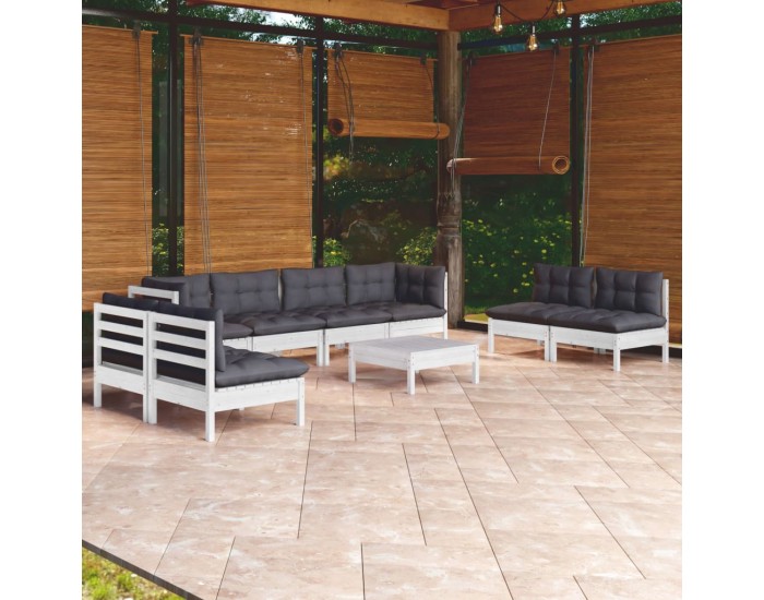 Sonata Set mobilier de grădină cu perne, 9 piese, lemn masiv de pin