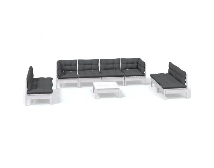 Sonata Set mobilier de grădină cu perne, 9 piese, lemn masiv de pin