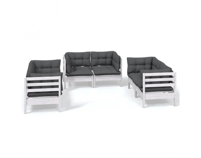 Sonata Set mobilier de grădină cu perne, 6 piese, lemn masiv de pin