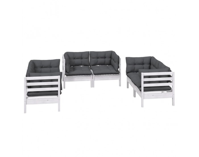 Sonata Set mobilier de grădină cu perne, 6 piese, lemn masiv de pin
