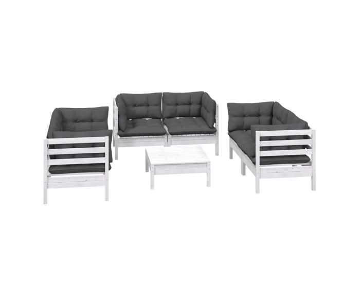 Sonata Set mobilier grădină cu perne, 7 piese, lemn masiv de pin