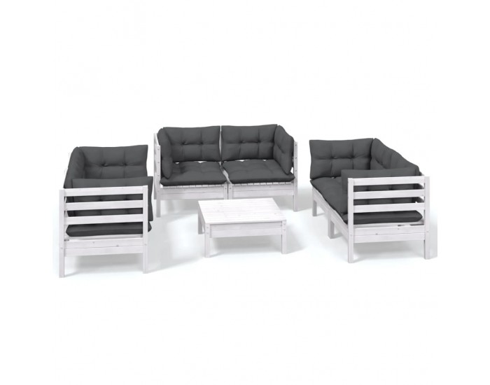 Sonata Set mobilier grădină cu perne, 7 piese, lemn masiv de pin