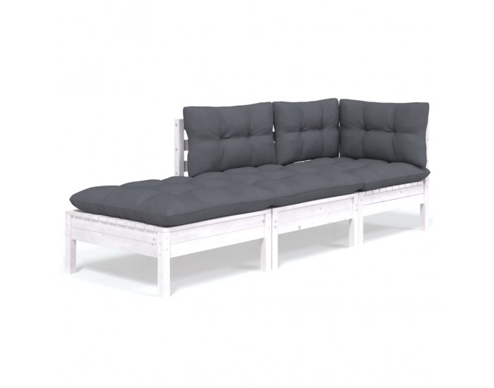 Sonata Set mobilier grădină cu perne, 3 piese, lemn masiv de pin