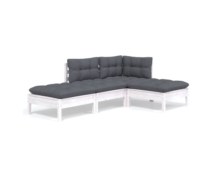 Sonata Set mobilier grădină cu perne, 4 piese, lemn masiv de pin