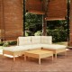 Sonata Set mobilier grădină cu perne crem, 5 piese, lemn de pin