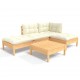 Sonata Set mobilier grădină cu perne crem, 5 piese, lemn de pin