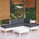 Sonata Set mobilier grădină cu perne, 5 piese, alb, lemn de pin
