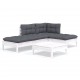 Sonata Set mobilier grădină cu perne, 5 piese, alb, lemn de pin
