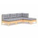 Sonata Set mobilier grădină cu perne, 4 piese, gri, lemn de pin