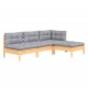 Sonata Set mobilier grădină cu perne, 4 piese, gri, lemn de pin