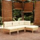 Sonata Set mobilier grădină cu perne, 4 piese, crem, lemn de pin