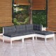 Sonata Set mobilier grădină cu perne, 4 piese, alb, lemn de pin