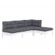 Sonata Set mobilier grădină cu perne, 4 piese, alb, lemn de pin