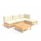 Sonata Set mobilier grădină cu perne crem, 5 piese, lemn de pin