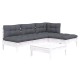 Sonata Set mobilier grădină cu perne, 5 piese, alb, lemn de pin