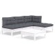Sonata Set mobilier grădină cu perne, 5 piese, alb, lemn de pin
