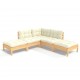 Sonata Set mobilier grădină cu perne crem, 5 piese, lemn de pin