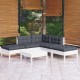 Sonata Set mobilier de grădină cu perne, 6 piese, alb, lemn de pin