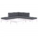 Sonata Set mobilier de grădină cu perne, 6 piese, alb, lemn de pin