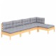 Sonata Set mobilier grădină cu perne gri, 5 piese, lemn masiv de pin